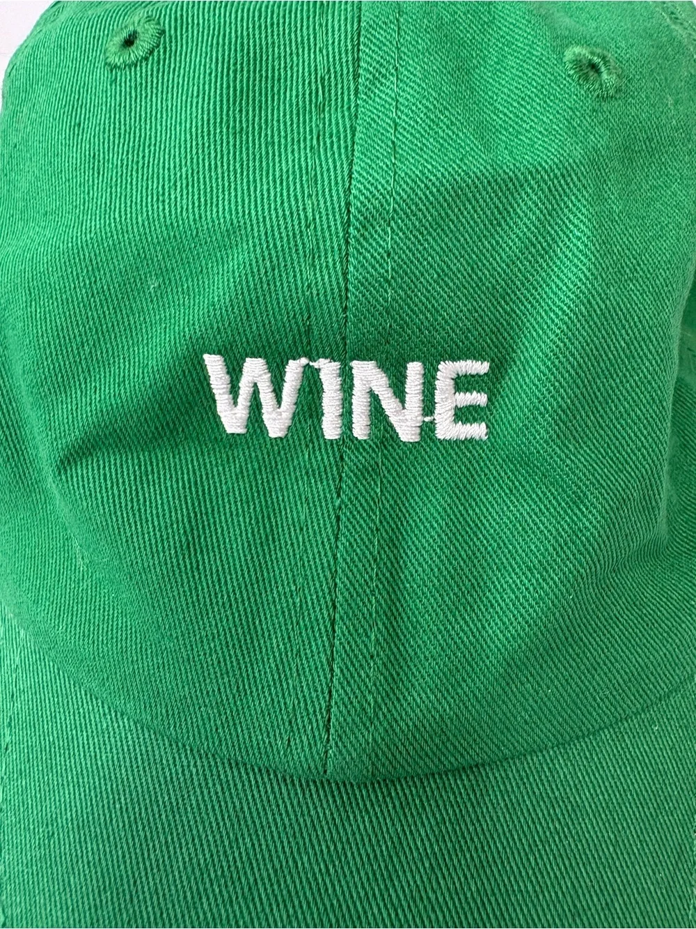 The Wino Shop The‎ Wine Embroidered Stitching Dad Hat Kelly Green Brunch Weekend